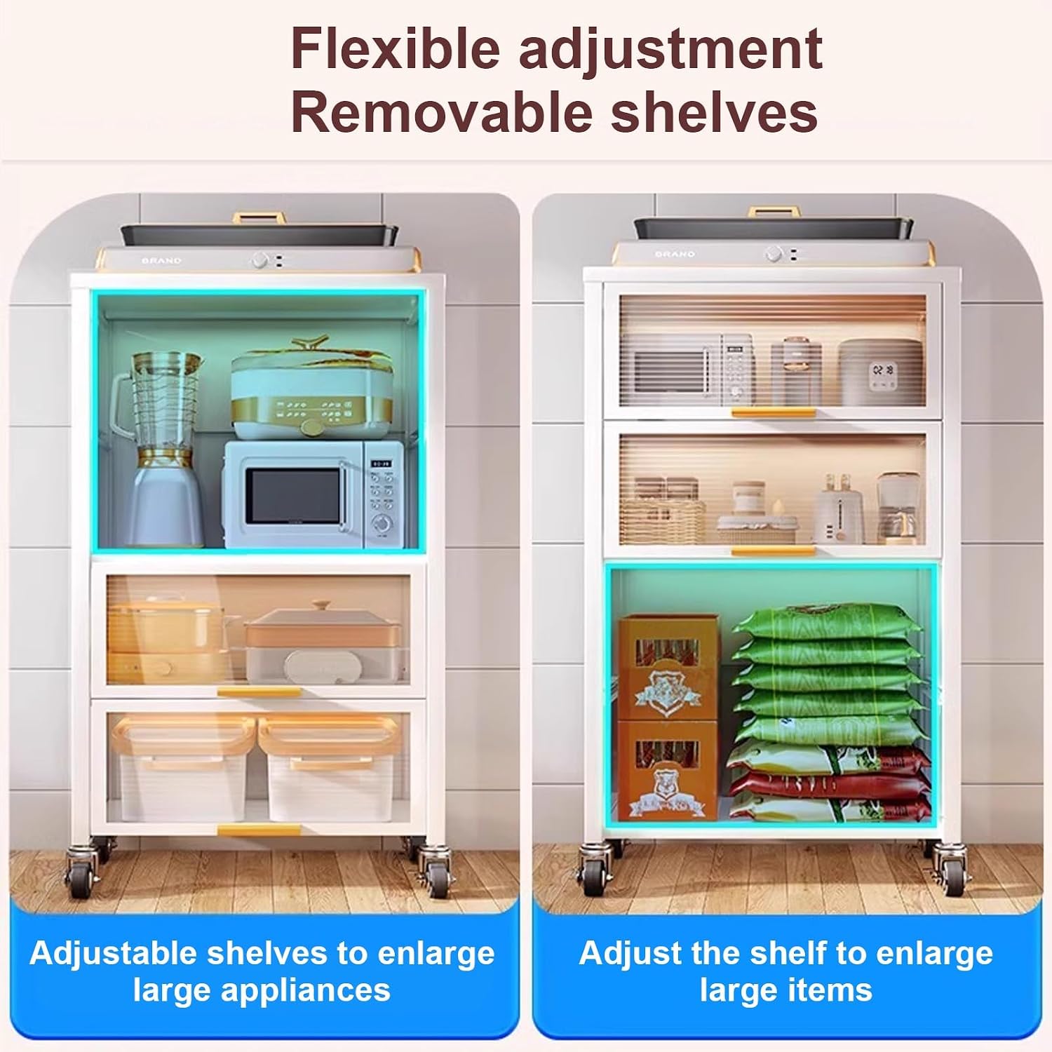 4-Tier White Bakers Rack with Storage Cabinet, Microwave Stand & Coffee Bar Station for Kitchen, Home, Office, Pantry & Garage - Stylish & Functional Design