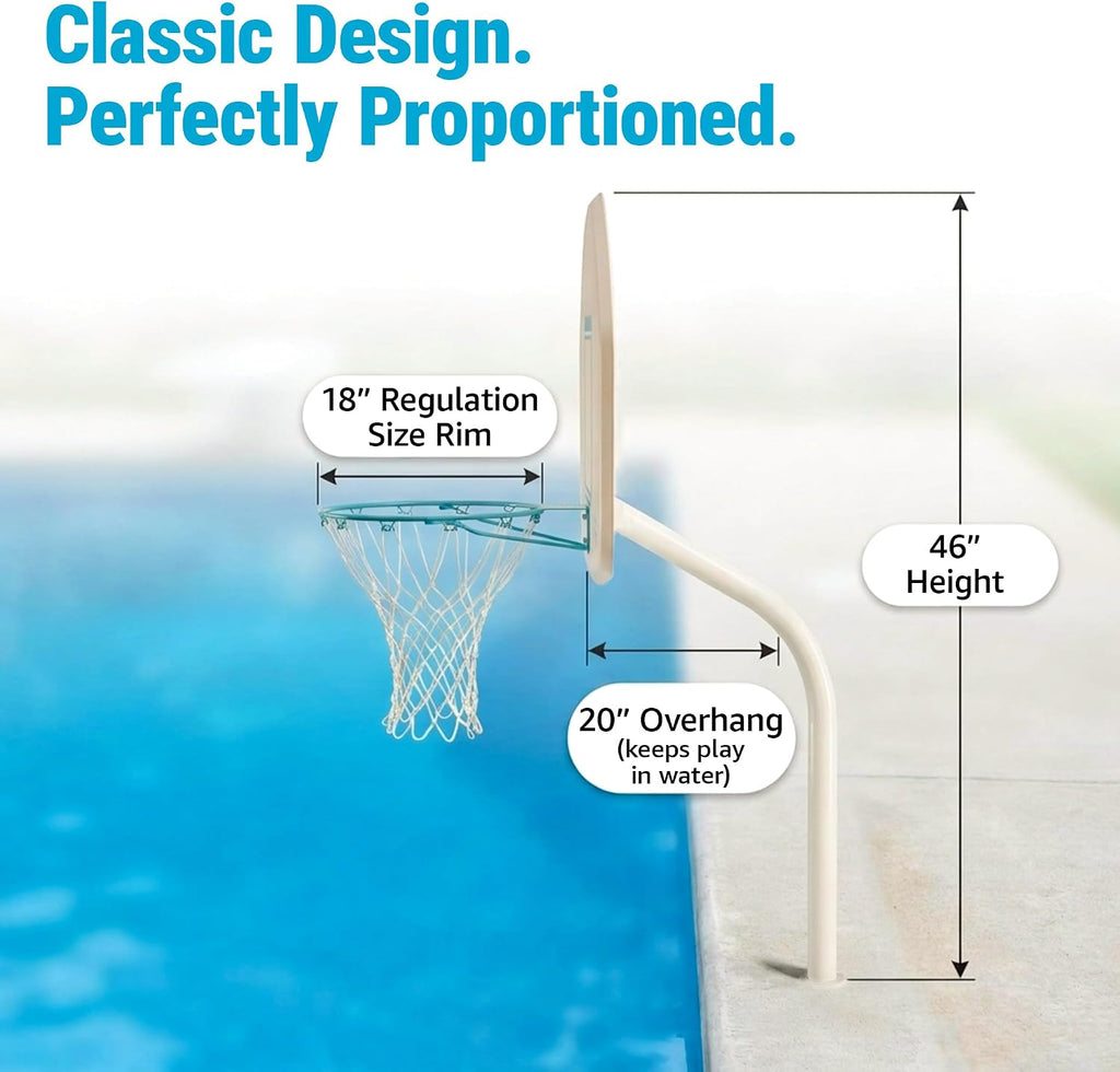 Dunn-Rite Products Deck Shoot Poolside Deck-Mounted Basketball Hoop Set, Choose White or Clear