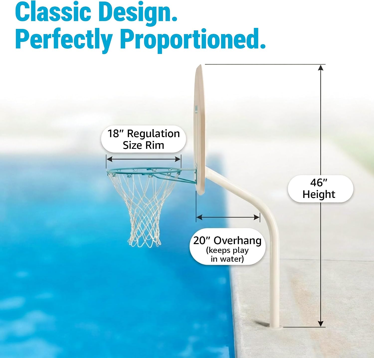 Dunn-Rite Products Deck Shoot Poolside Deck-Mounted Basketball Hoop Set, Choose White or Clear