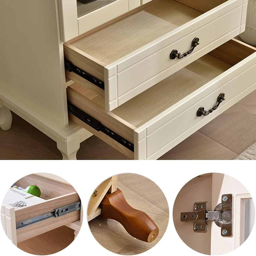 Wine Cabinet Wooden Wine Cabinet with Double Drawers Home Simple Two-Door Wine Bar Cabinet Small Storage Sideboard Wine Bakers Rack Home Wine cabinets