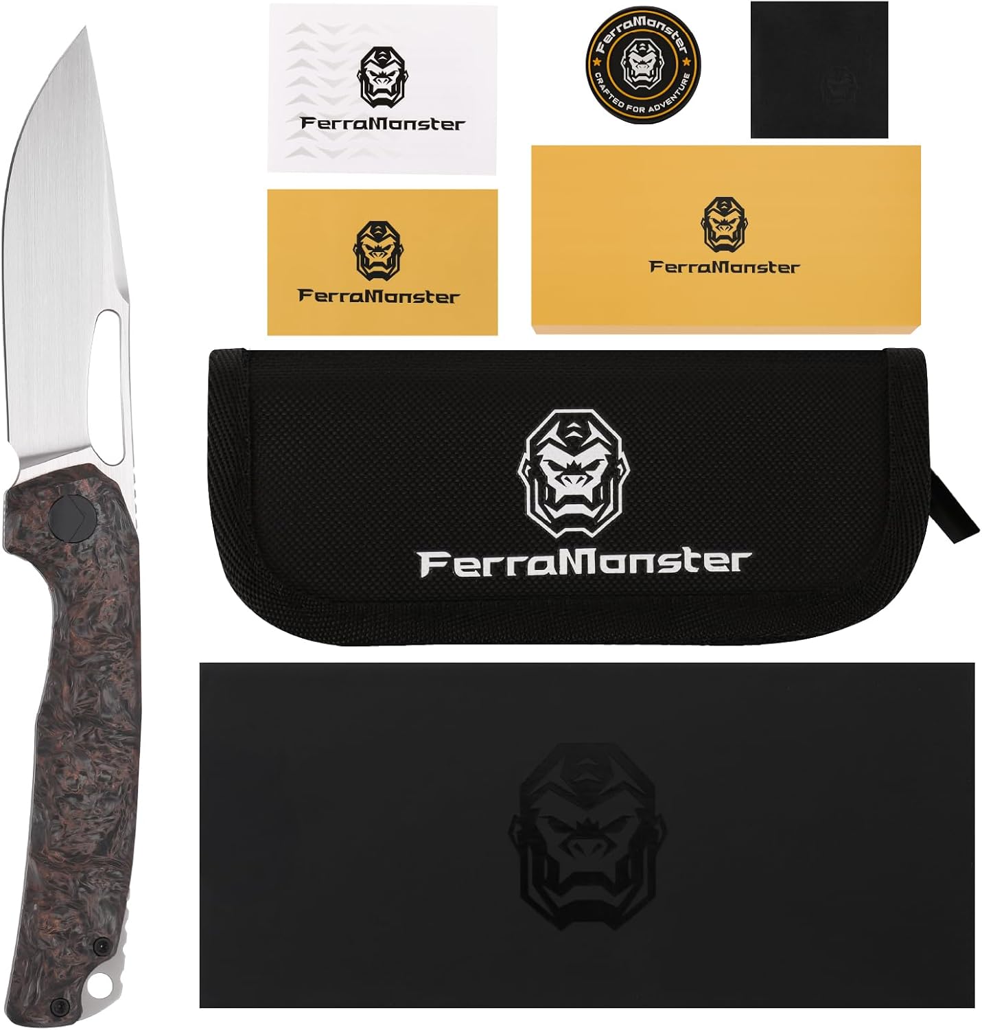 Pocket Knife, 3.5' M390 Blade Folding Knife Hunting Knife Survival Knife with Pocket Clip, EDC Knives for Hunting Camping Survival Outdoor Fishing Hiking (Copper&Grey)