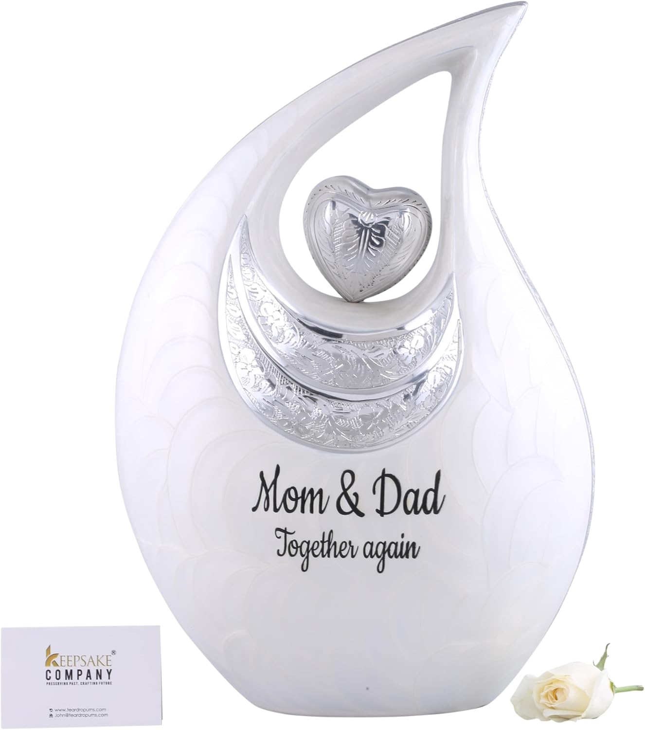 Double Adult/XXL urn for Forever Together Companions - Companion urns for 2 Adults - Teardrop Cremation Keepsake for Human Ash of Adult Man and Female - Includes Velvet Bag, 440 Cu Inch