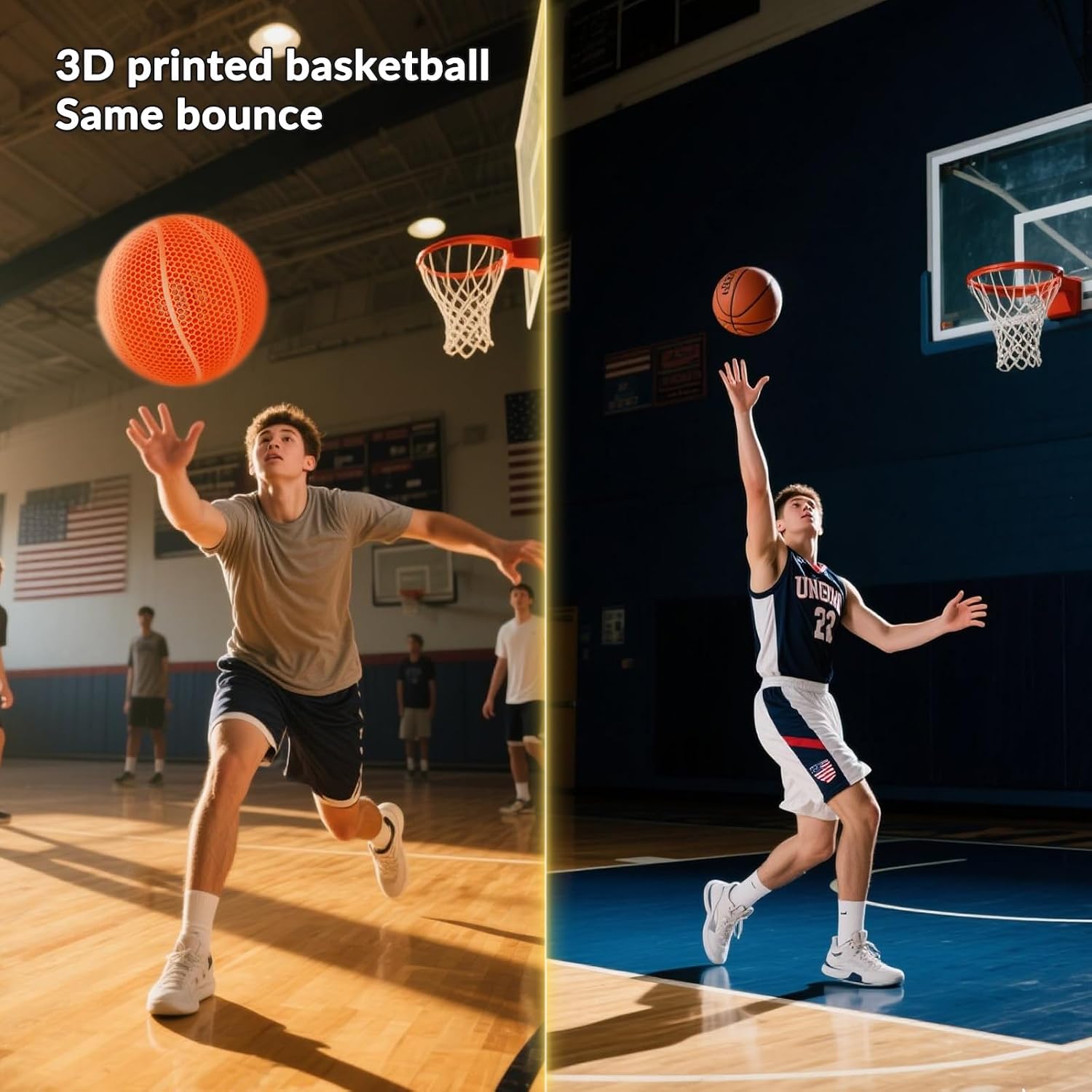3D Printed Basketball-Airless Basketball,Ultra - Quiet & No Pump Needed,High Bounce,Official Size7,Indoor, Gym & Outdoor Use