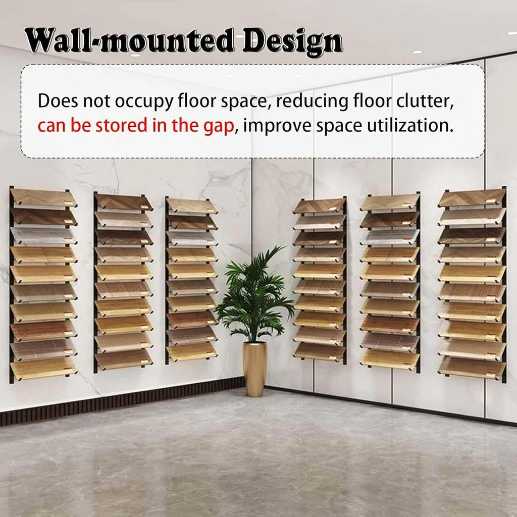 Wall-Mounted Skateboard Storage Rack - 10 Slot Tile Display Organizer, Multi-Layer Advertising Board Stand Frame, Medium Size, White Color, Perfect for Skateboards & Tile Collection.