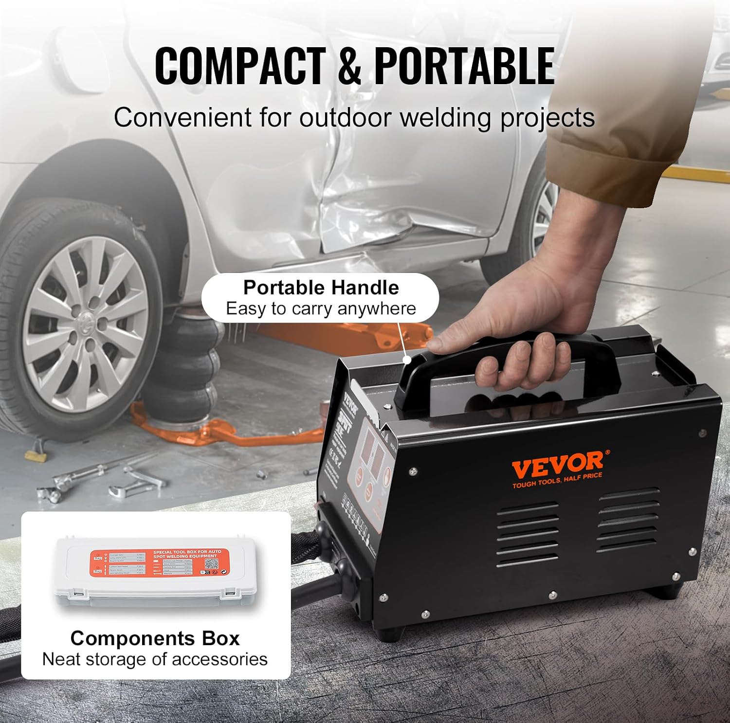 VEVOR Stud Welder Dent Repair Kit, 220V 3KW Spot Welder Dent Puller with Auto/Manual Welding & 7 Versatile Modes, Auto Body Spot Welding Dent Puller Machine for Car, Truck Dent Repair