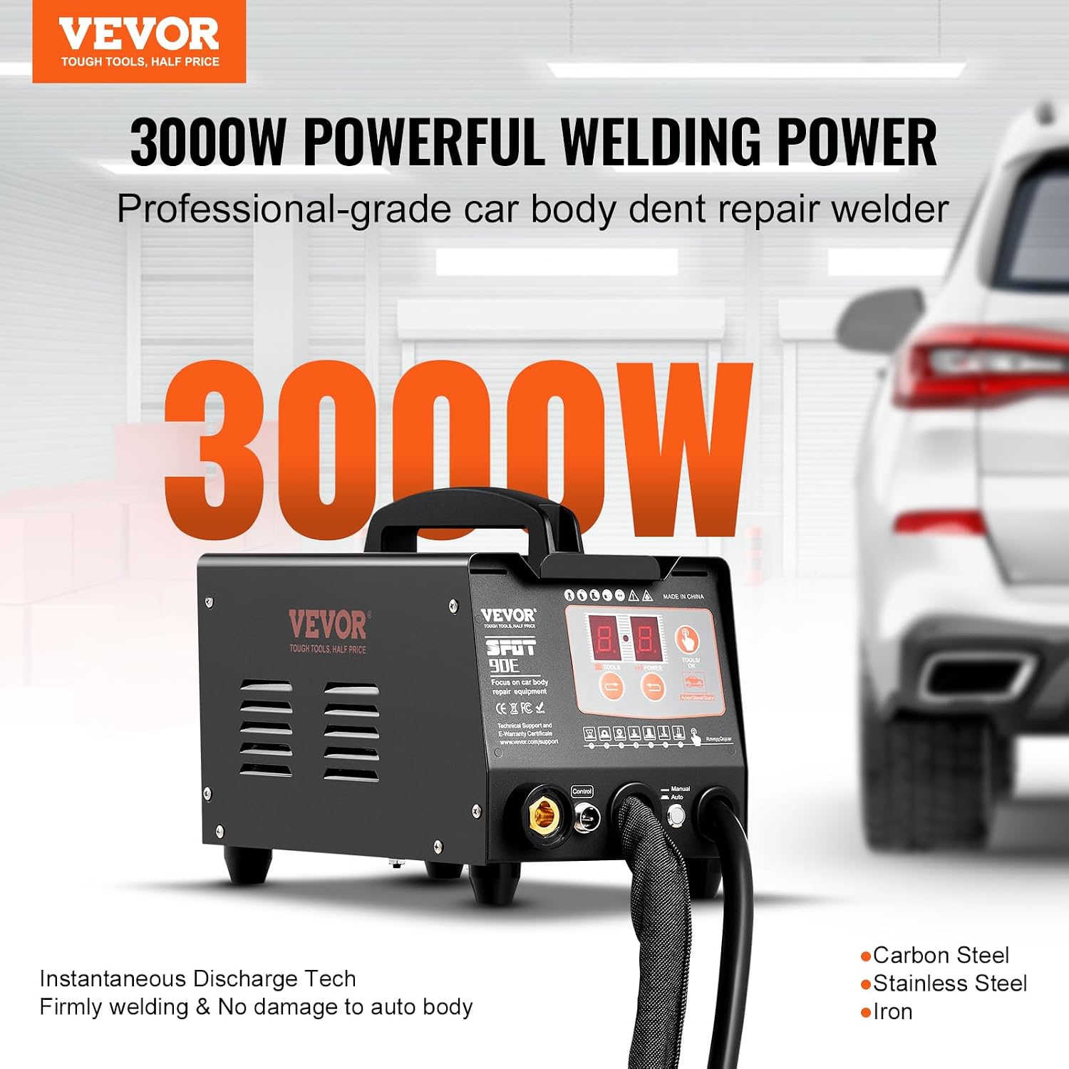 VEVOR Spot Welder Dent Puller, 3KW Stud Welder Dent Repair Kit with 2 Welding Guns, Auto/Manual Welding & 7 Modes, 110V Auto Body Spot Welding Dent Repair Machine for Car, Truck Dent Repair