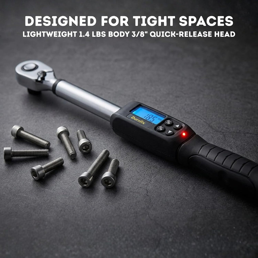 Durofix RM601-34 Digital Torque Wrench Combo Kit Set, 3/8' & 1/2' Drive (3.7–150 ft-lbs), Electronic Torque Wrench with Buzzer, LED & LCD Display – ISO 6789 Certified, Hard Cases Included