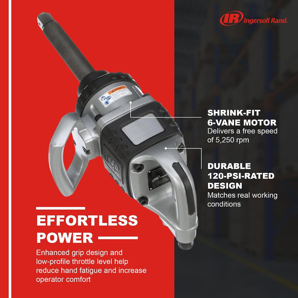 Ingersoll Rand 285B-6 1-Inch Cordless Pneumatic Impact Wrench with 6-Inch Extended Anvil and 2 Handles