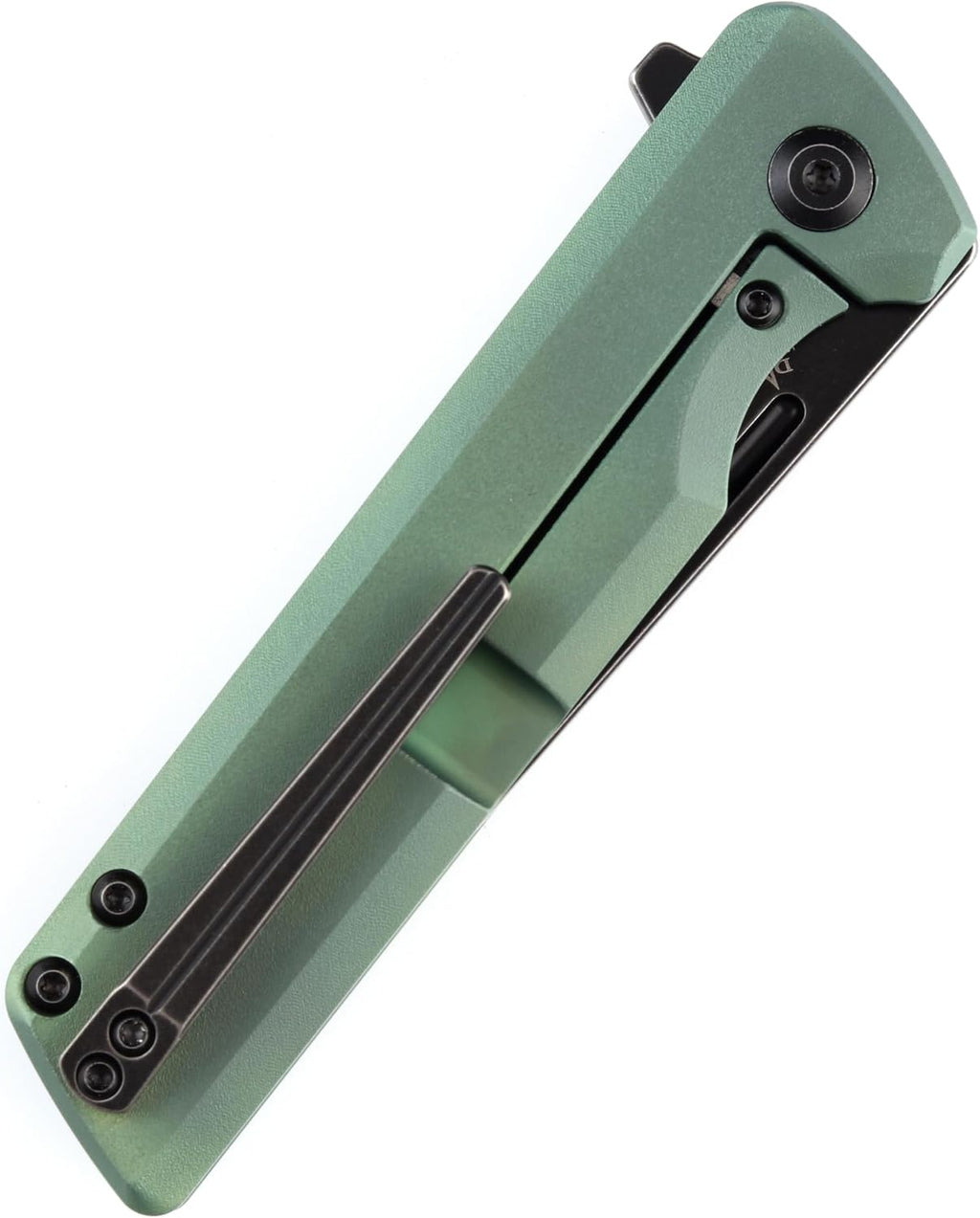 KANSEPT Anomaly Pocket Folding Knives EDC Camping Folding Knife 3.14'' Black Stonewashed CPM S35VN Material Pocket Folding Knife with Green Orange Peel Finish Titanium Handle Everyday Carry K2038T4