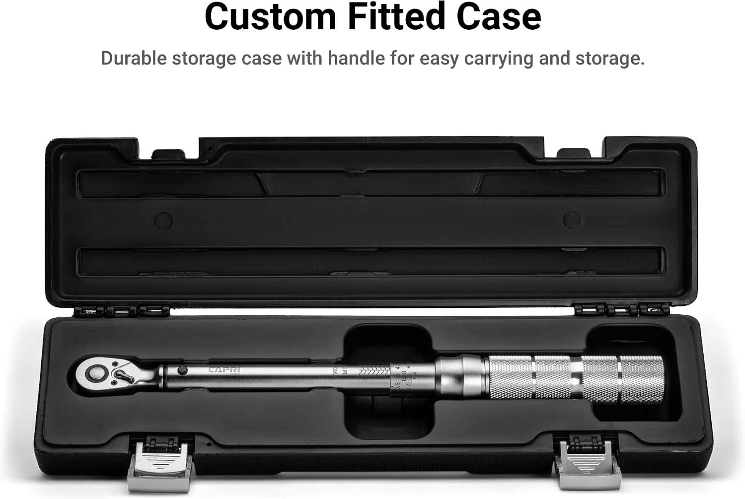 Capri Tools 31201 15-75 Foot Pound Industrial Torque Wrench Drive, 3/8' Drive, Matte Chrome