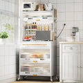 5-Tier Standing Kitchen Baker's Rack, 5 Tiers Storage Cabinet for Kitchen, with Drawers, for Kitchen Hutch, Home, Office, Pantry(White,80cm)