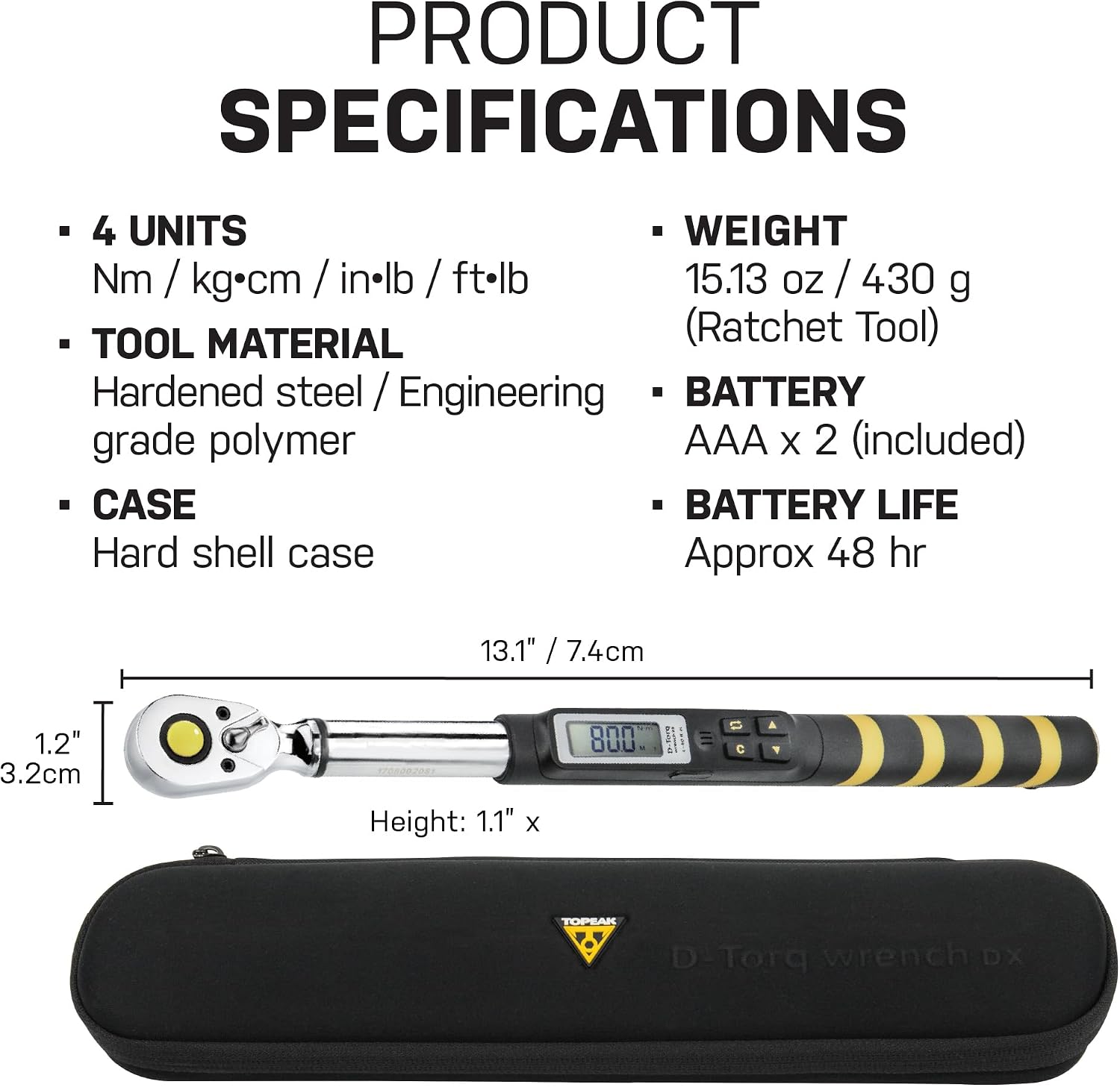Topeak D-Torq Wrench DX Digital Torque Wrench – 4-80 Nm (3/8″ Drive) with 8 Sockets & 10 Hex/Torx Bits, LCD Display & Audible Alerts, High-Precision Torque Tool for Bicycle, Motorcycle & Automotive | torque-wrenches
