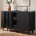 CHUWELL Modern Storage Cabinet, 47.2' Buffet Cabinet with 3 DIY Doors and Adjustable Shelf, Sideboard Coffee Bar with Solid Wood Feet for Kitchen,Dining Room,Living Room,Black