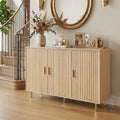 DIYART Oak Sideboard Buffet Cabinet, Accent Coffee Bar Cabinet with 3 Doors, Entryway Cabinet for Living Room, Kitchen, Hallway