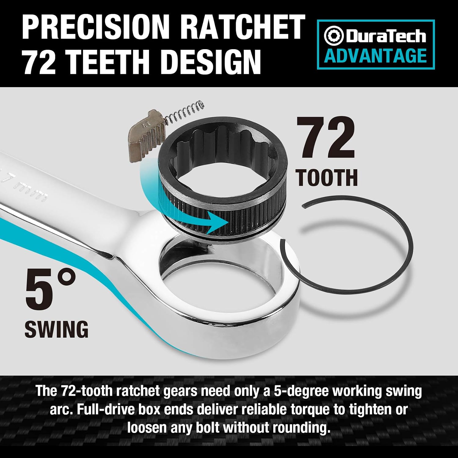DURATECH Ratcheting Wrench Set, Anti-Slip Wrench Set, SAE & Metric, 44-piece, 1/4' to 3/4' & 6-18mm, CR-V Steel, with Pouch