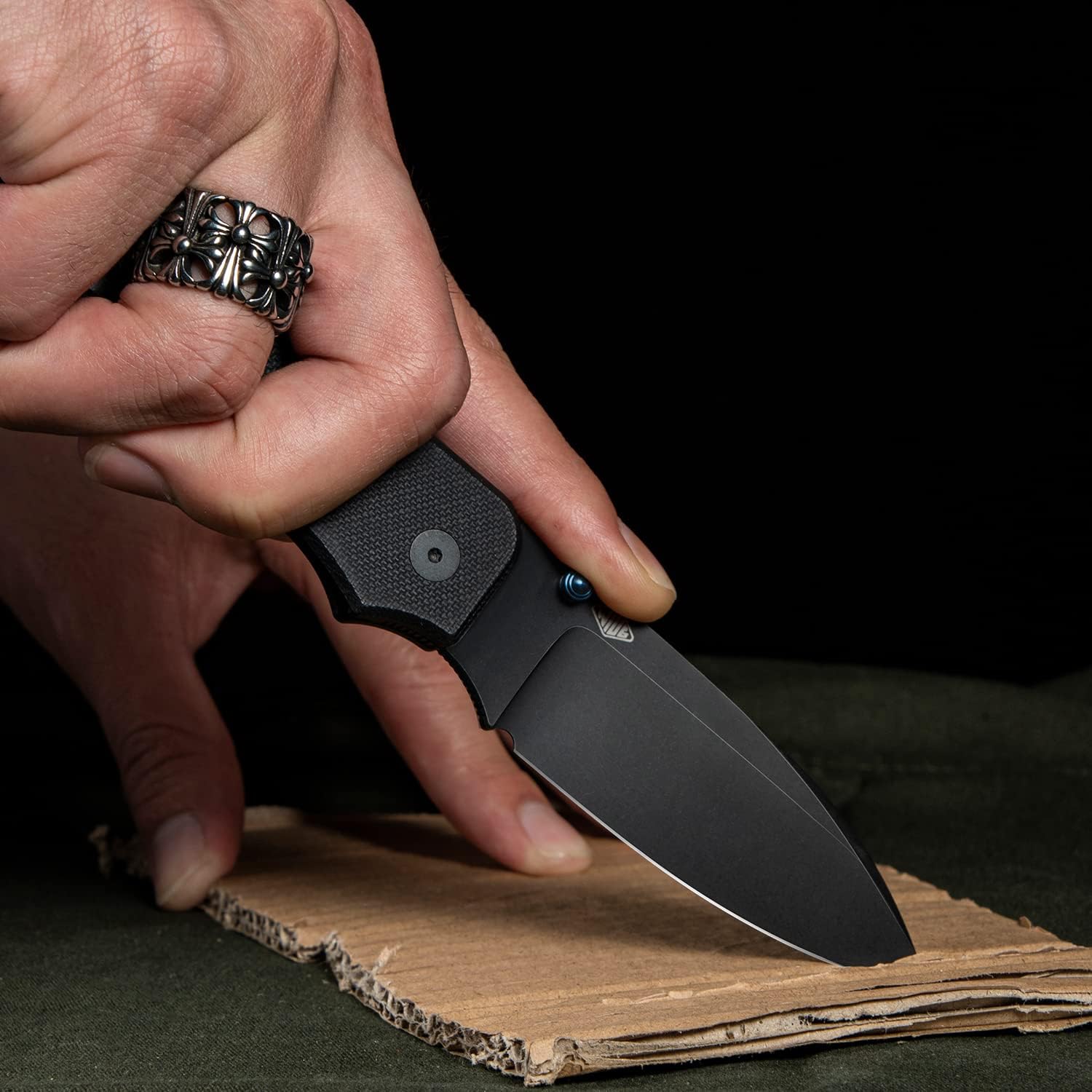 WeKnife Big Banter Pocket Knife for EDC,Ben Petersen Folding Knife with 3.69'CPM 20CV Blade G10 Handle,Titanium Thumb Stud Opener WE21045-1 (Black)