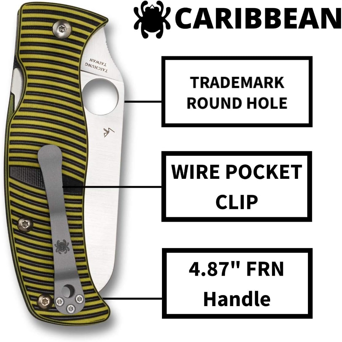 Spyderco Caribbean Salt Sheepfoot Knife with 3.70' LC200N Corrosion-Resistant Steel Blade with Black/Yellow G-10 Handle - SpyderEdge - C217GSSF