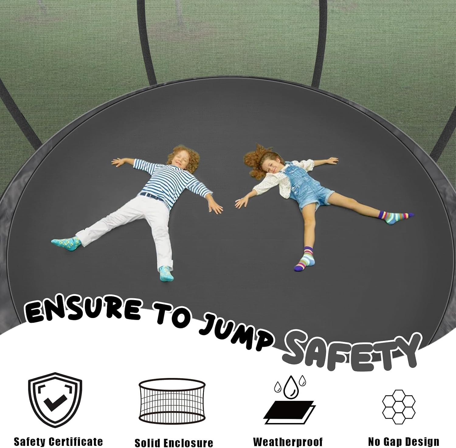 12FT 14FT Trampoline for Adults/Kids - Outdoor Trampoline with Basketball Hoop, Curved Poles, Enclosure Net and Ladder, Heavy Duty Recreational Trampoline, ASTM Approval