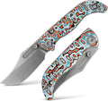 Vosteed Naga EDC Folding Pocket Knife - 3.47' S35VN Stonewash Blade - Top Liner Lock, Canyon Current Bamboo Micarta Handle - Camping, Hunting Knives - A3908