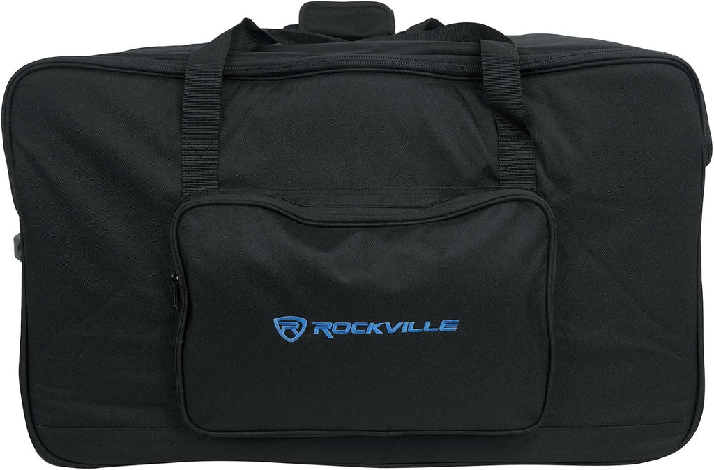 Rockville Bundle - 2 Items SB15 v2 Rolling Travel Bags+Wheels 4 Most 15' DJ PA Speakers+Stands