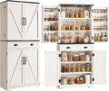 NOZE Kitchen Pantry Cabinet, 72'' White Pantry Storage Cabinet, Freestanding Kitchen Hutch Cabinet and Adjustable Shelves,Tall Food Pantry Cabinet Farmhouse Furniture for Dining Room