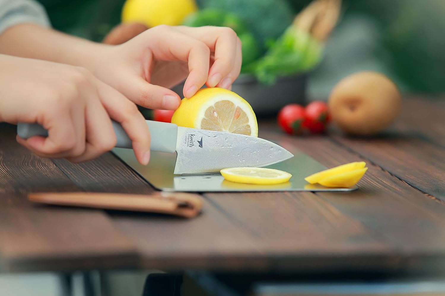 Keith Titanium Ti8741 Ultralight Silver-Titanium-Porcelain Tribrid Portable Outdoor Kitchen Knife
