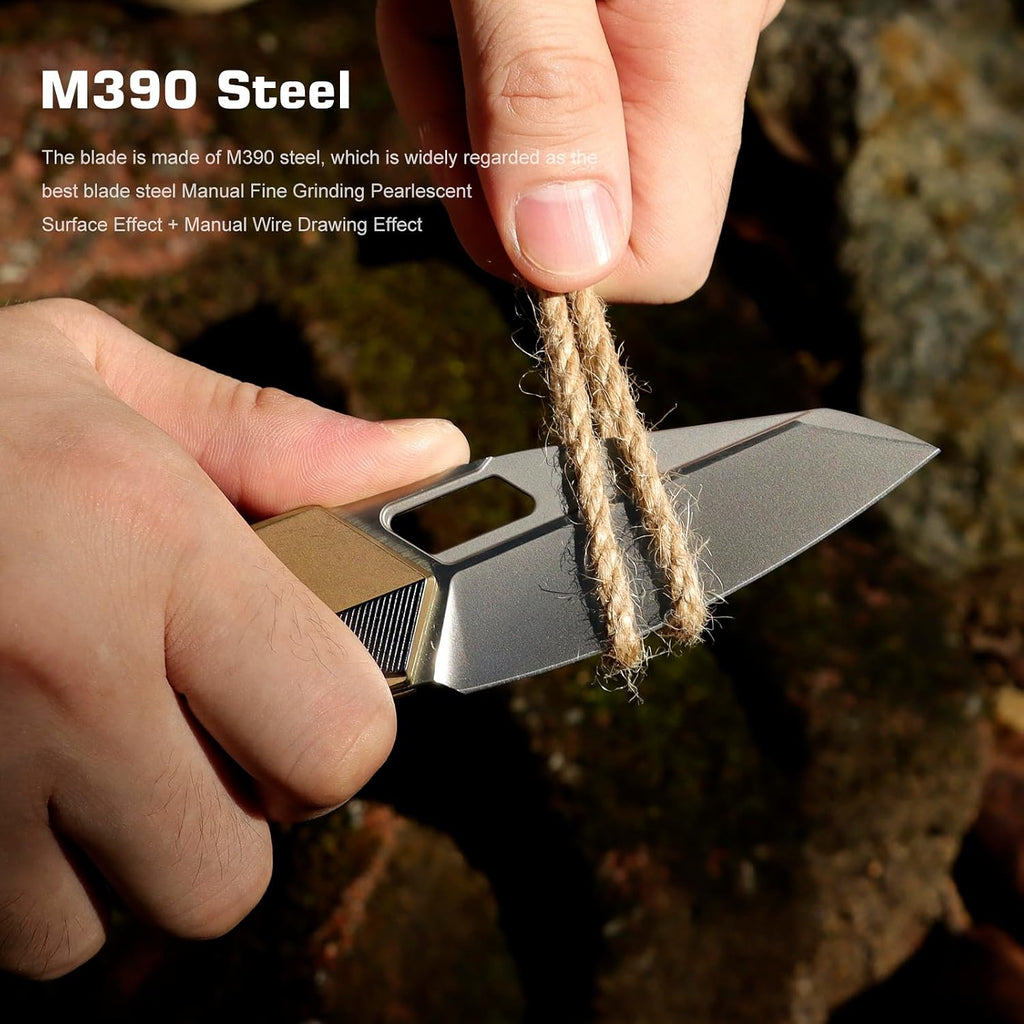 REMETTE RT-Woodpecker Folding Pocket Knife M390 Blade Titanium Handle (Gold)