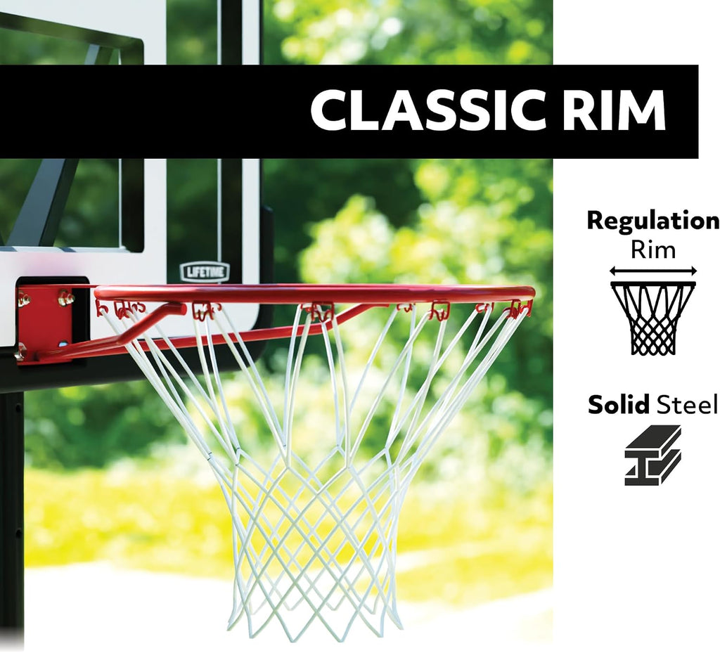 Lifetime Height Adjustable Portable Basketball Hoop, 44 Inch Impact Backboard, Black