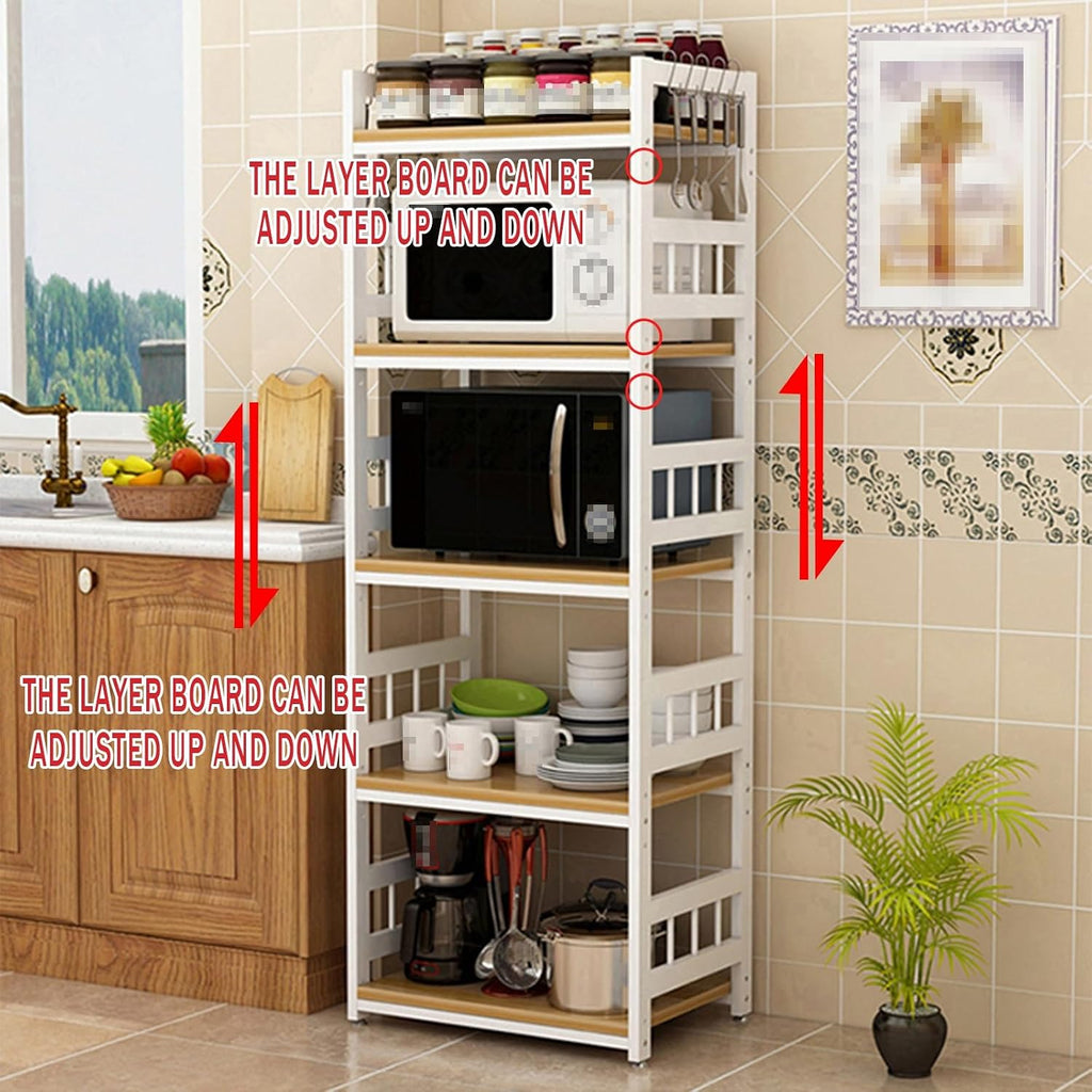 Bakers Rack with Storage E1 Grade Environmentally Friendly Board Thickened Steel Frame, 3C Tempered Glass, Super Load-Bearing Multi-Layer Kitchen Cabinets(White)(50cm*35cm*165cm)