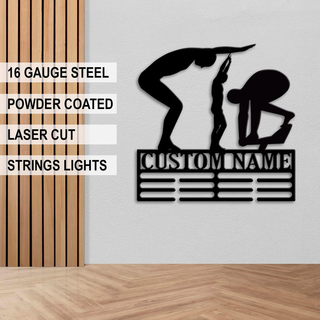 Custom Artistic Swimming Medal Holder LED Light, Artistic Swimmer Name Medal Hanger Display, Rack For Tiered Award Ribbon, Metal Sign Gift For Athlete