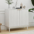 Otterease Fluted Cabinet with Storage, Buffet Cabinet Sideboard with Door, Kitchen Buffet Storage Accent Cabinets with Adjustable Shelves for Living Room, Entry, Hallway, White