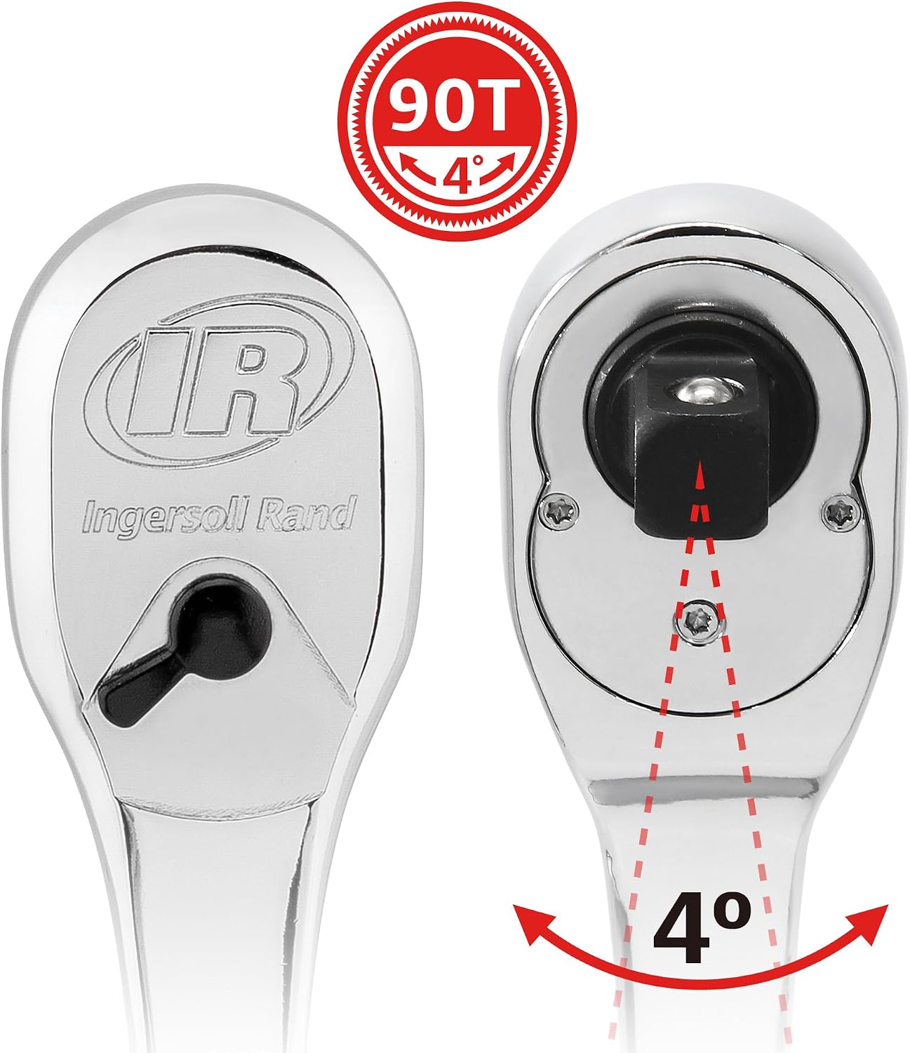 Ingersoll Rand 3-Piece 90-Tooth Ratchet Set – 1/4', 3/8', 1/2' Drive, Chrome Vanadium Steel, Sealed Heads, Comfort Grip Handles – 752026