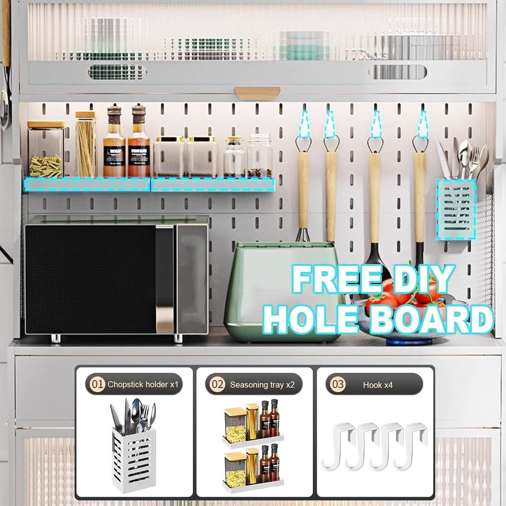 5-Tier Standing Kitchen Baker's Rack, 5 Tiers Storage Cabinet for Kitchen, with Drawers, for Kitchen Hutch, Home, Office, Pantry(White,80cm)
