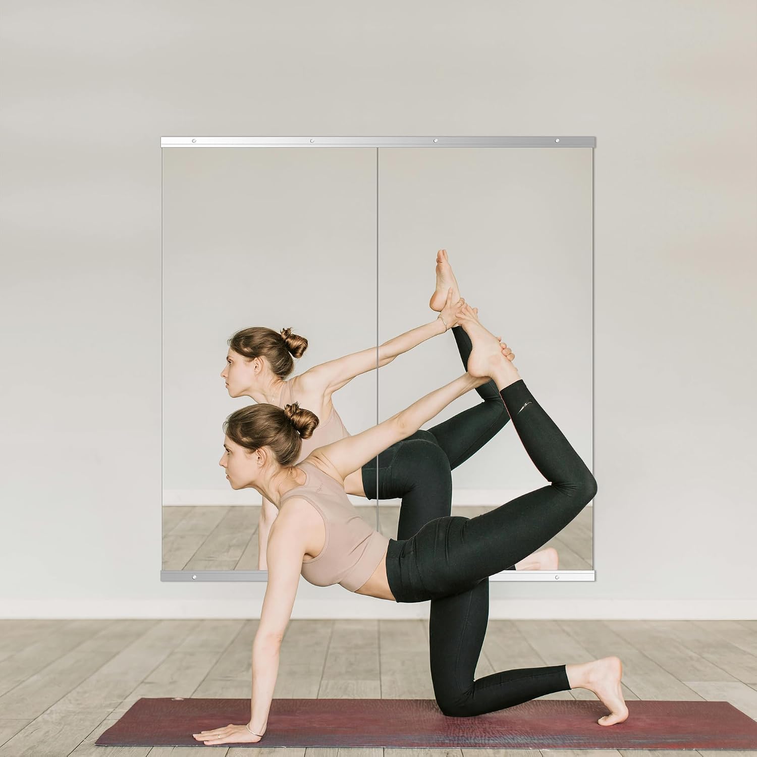 Ruomeng Home Gym Mirror, 48''x28''x2PCS Full Length, Large Frameless Body Mirror Tempered Glass for Gym, Workout, Yoga, Garage, Dance Studio