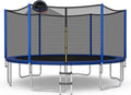 Giantex Trampoline, 12/14/15/16FT Outdoor Recreational Trampoline w/Enclosure Net, Non-Slip Ladder & Basketball Hoop, ASTM Approved, Combo Bounce Outdoor Trampoline for Adults Kids