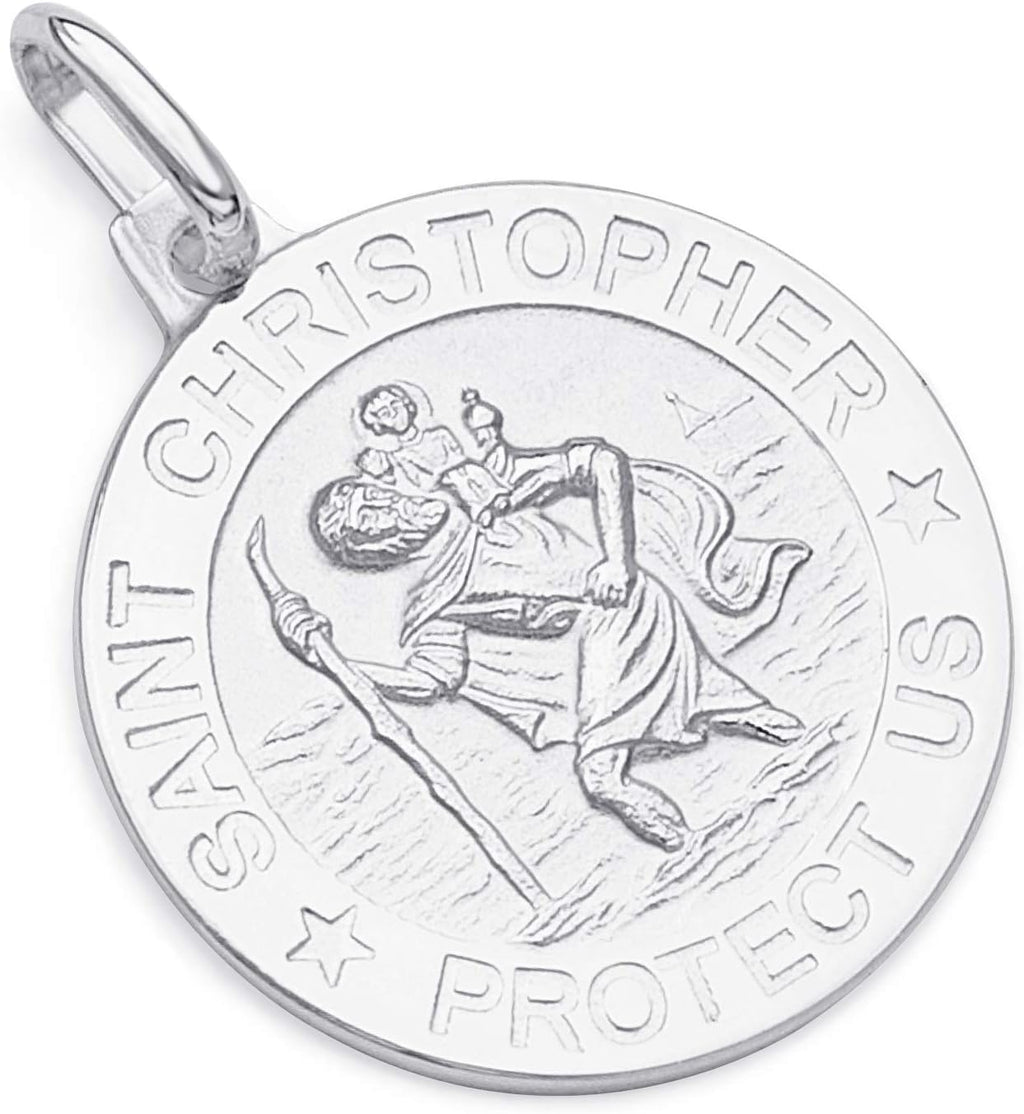14k REAL Yellow/White Gold Religious Saint Christopher Medal Charm Pendant - 3 Different Size Available