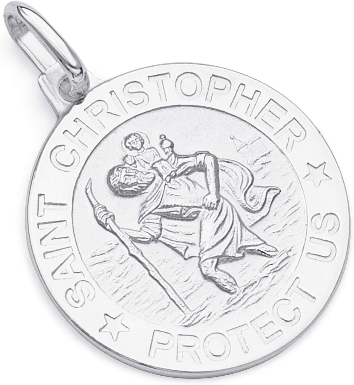 14k REAL Yellow/White Gold Religious Saint Christopher Medal Charm Pendant - 3 Different Size Available