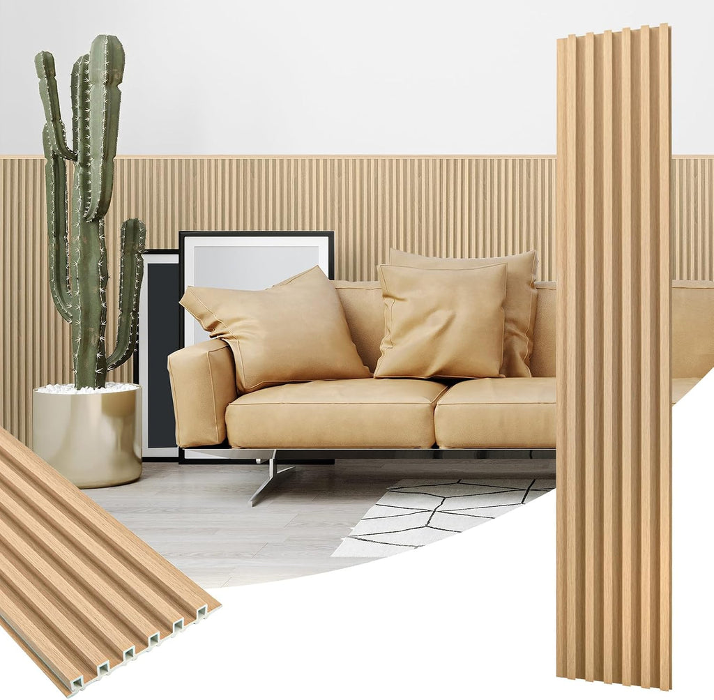 Art3dwallpanels 16 Pack Wood Slat Wall Paneling 51'×6.7' Sound Absorbing 3D Wall Panels for Living Room TV Background Home Office Decor, Oak