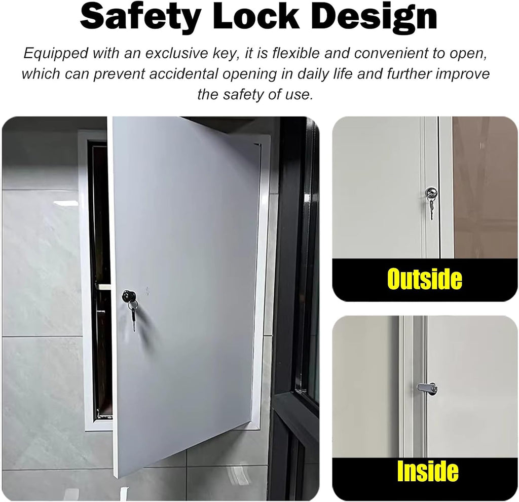 Locked Access Panel for Electrical and Plumbing, White Aluminum Inspection Service Door for Drywall, 12 16 20 24 30 36 in Attic Metal Access Doors Flush Mount(28x50in)