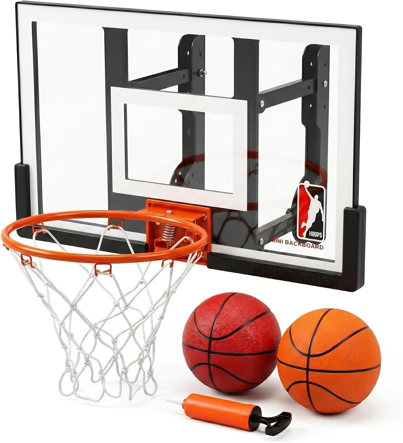 Efficraft Mini Basketball Hoop, Adjustable Indoor Wall Mount, Silent Ball | 7 Level Adjustable Height, Quiet&Bounce Dual Ball Set, Shatter Resistant pc Backboard, Spring Metal Rim, Metal Bracket