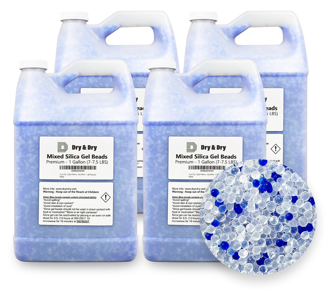 4 Gallon Premium Mixed Silica Gel with Blue Indicating Beads(Industry Standard 3-5 mm) - Reusable Silica Gel Silica Beads[Net 28-30 LBS]
