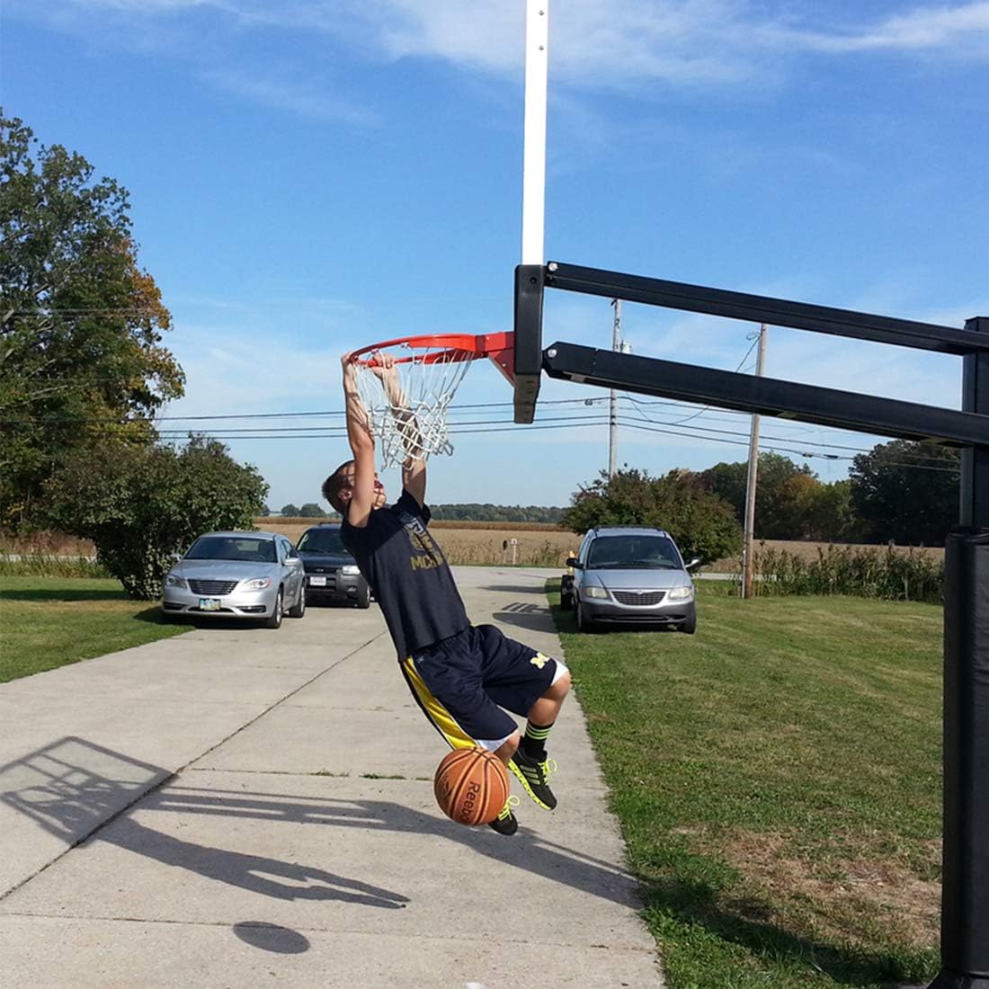 Professional 180º Heavy Duty Breakaway Basketball Rim，18 inch Flex Rim Goal Replacement Fits 5'x5', 5'x4', 4'x3'，5'x3' Hole Pattern Backboard