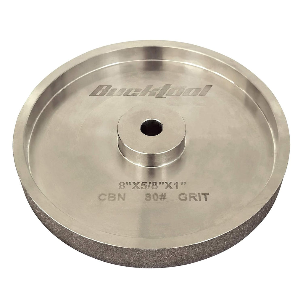 BUCKTOOL 80 Grit 8 Inch CBN Grinding Wheel, 1' Wide, 5/8' Arbor Cubic Boron Nitride Sharpening Wheel for Sharpening Wood-Turning Tools, Chisels, Hardcore and More