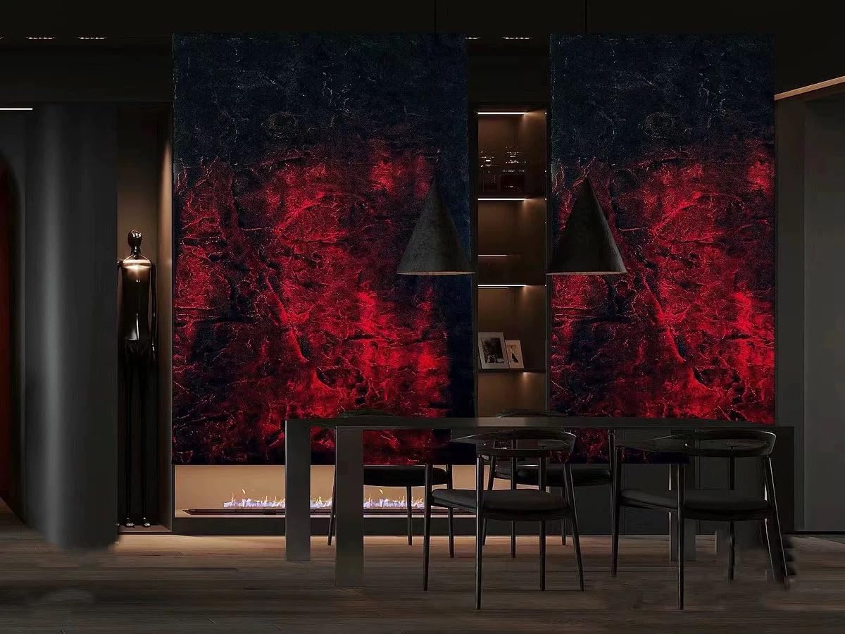 Translucent Volcanic Rock Texture 3D Wall Panels, FRP Imitation Stone, Black, Pack of 4 Tiles