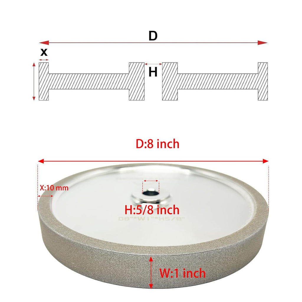 CBN Grinding Wheel 8 inch 180&320 Grit,1' Wide,5/8' Arbor,for Sharpening Woodturning and HSS Tools,Suitable for All Kinds of 8-inch Bench Grinders(180&320 Grit)