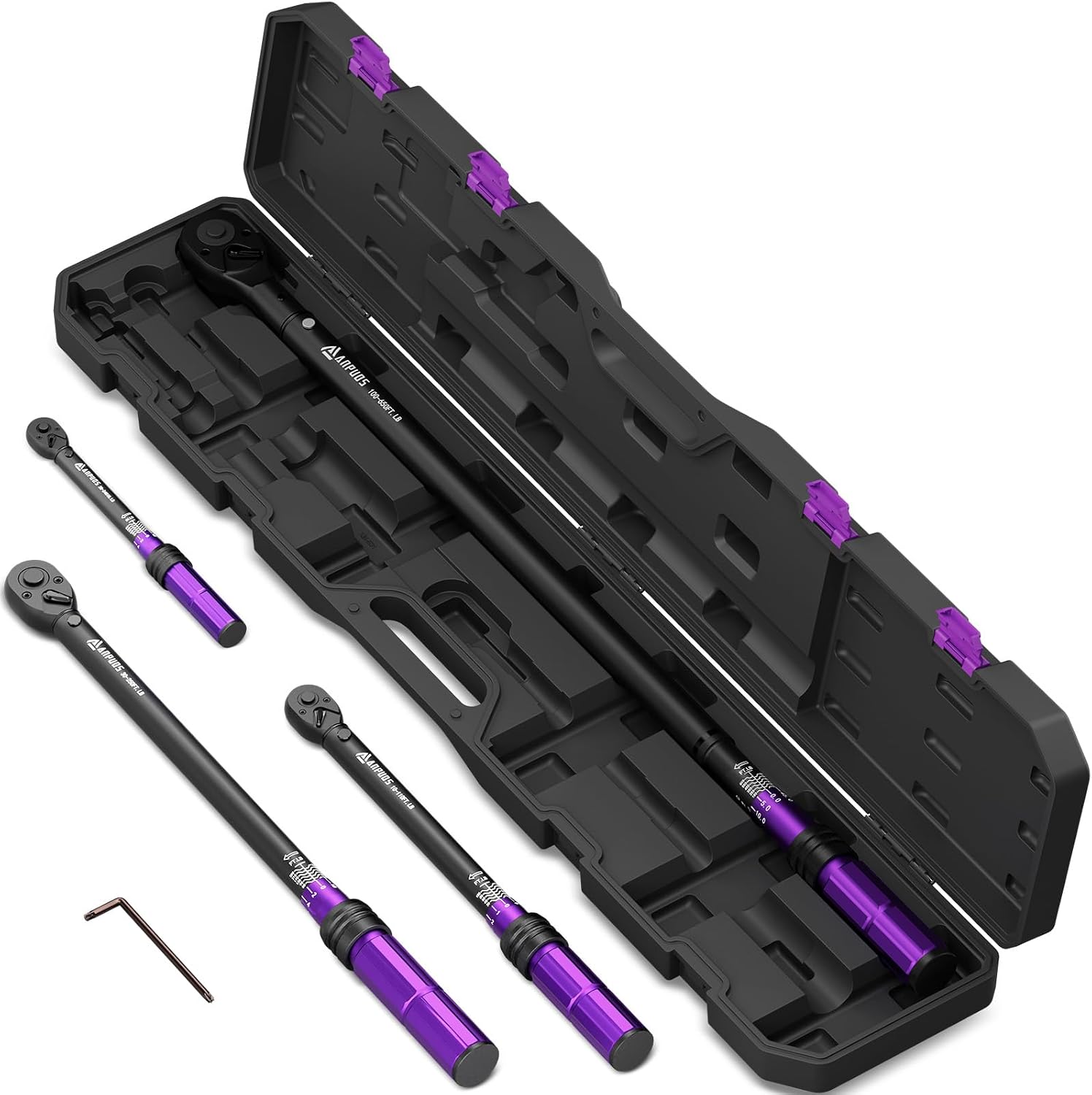 ANPUDS 4PCS Torque Wrench, 1/4 3/8 1/2 3/4-Inch Drive Click Torque Wrench Set,20-240in.lb,10-110Ft.lb, 30-250Ft.lb, 100-650 Ft.lb, ±3% Precision with Dual Range Scales for Bike, Motorcycle, Car, Truck