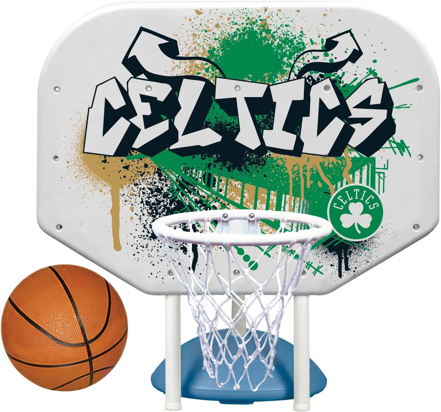 Poolmaster NBA Graffiti Pro Rebounder Poolside Basketball Goal Set with Base, Backboard, Hoop, Net, and Ball