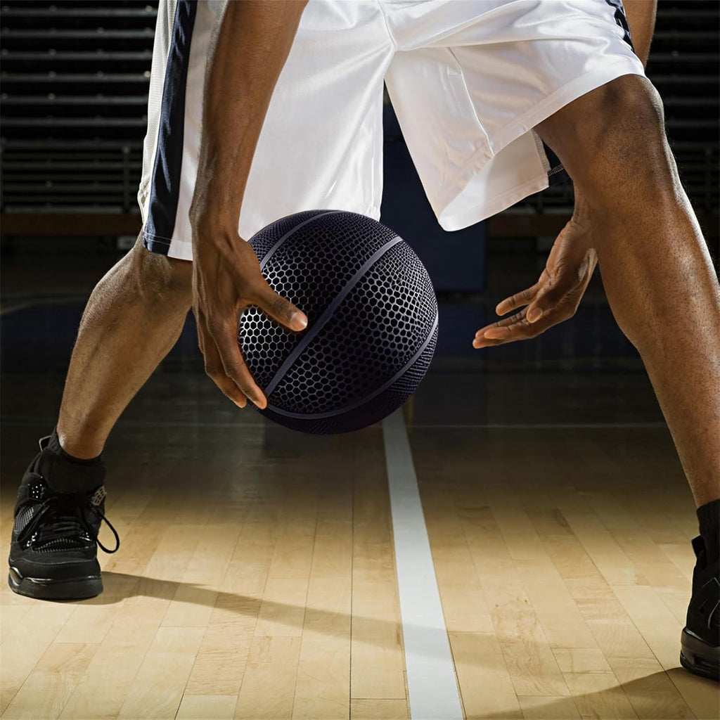 3D Printed Airless Basketball - No Pump Needed, Ultra-Quiet & High Bounce - Official Size 7 for Indoor & Outdoor Use (Black)