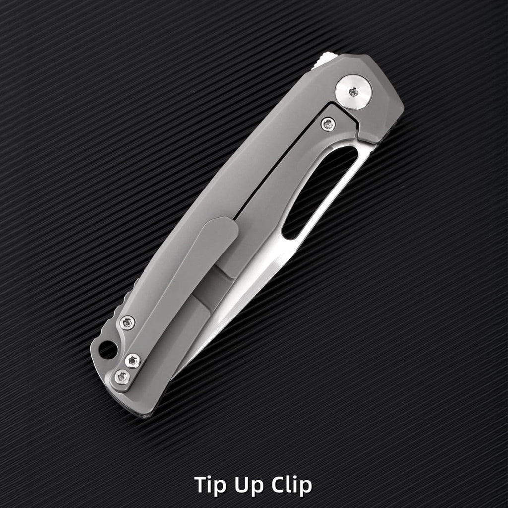 Pocket Knife, 3.5' M390 Blade Folding Knife Hunting Knife Survival Knife with Pocket Clip, EDC Knives for Hunting Camping Survival Outdoor Fishing Hiking (Black&Grey)