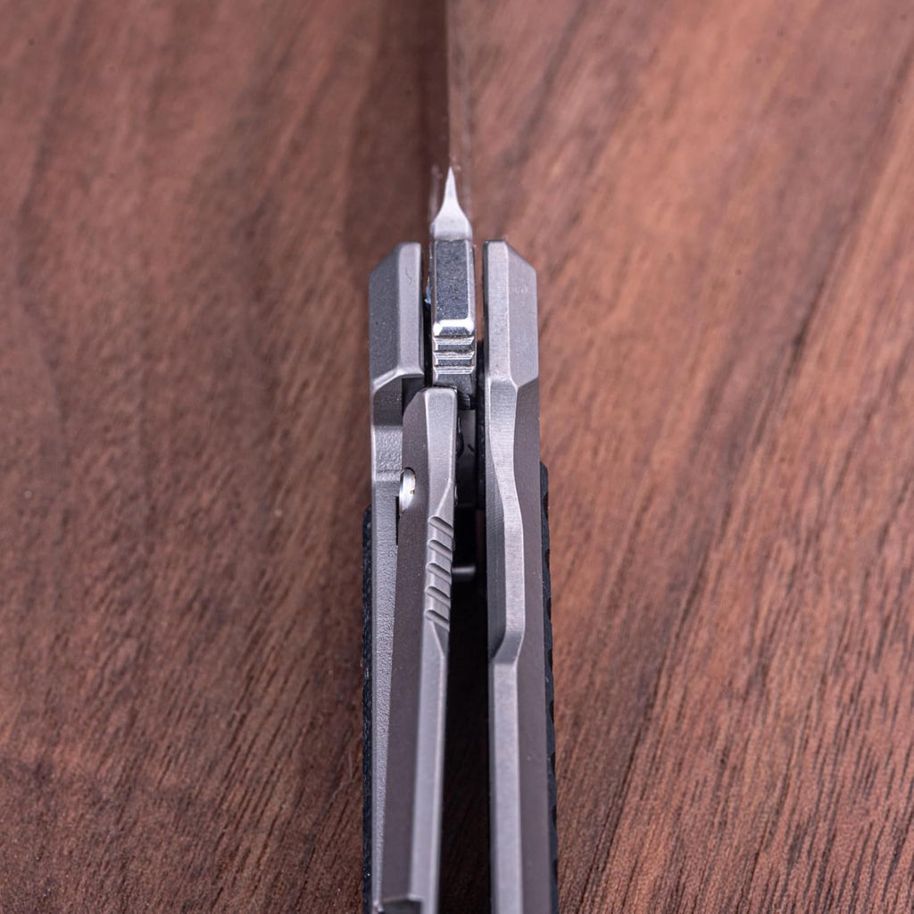 REALSTEEL Knives Rokot Premium Frame Lock Flipper Knife (S35VN Satin Drop Point Blade) Titanium TC-4 Handle (Natural Micarta Inlays)